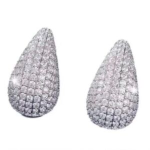 Jewels by Sunaina Silver Pave Teardrop Stud Earrings